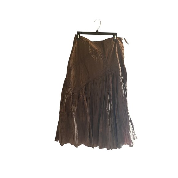NWT- Boho Brown Crinkle maxi Skirt Size 12 fashion bug100% Cotton Made In India - Picture 1 of 12
